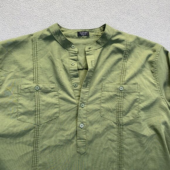 Coofandy  Henley Shirt Long‎ Sleeve size XL,Green,Pockets,Rayon,Preppy,Buttons - Picture 9 of 9